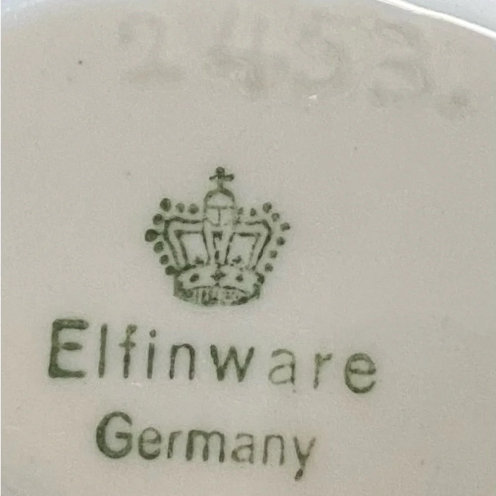 Vintage Elfinware Germany Mini Floral Fan Porcelain Trinket Box/ Jewelry Box